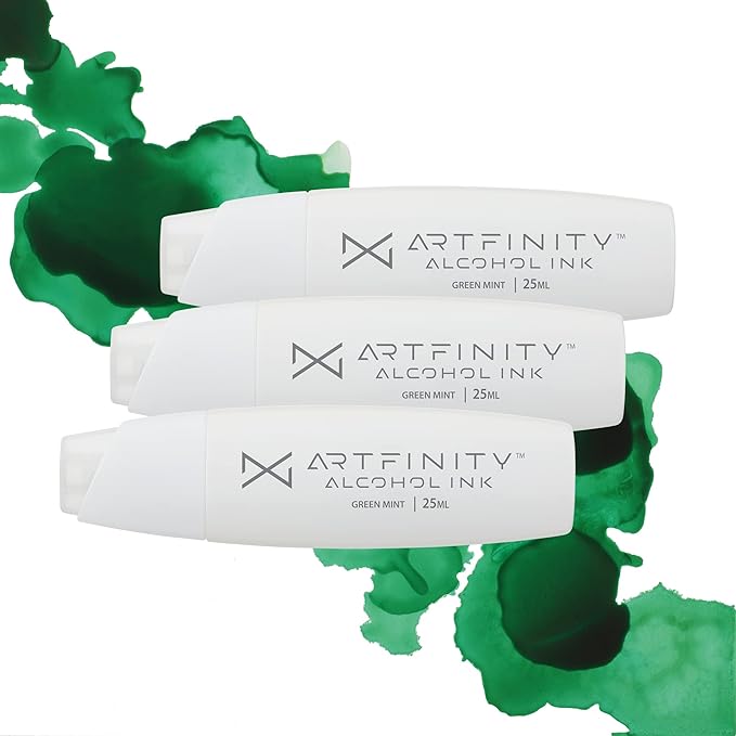 Alcohol Inks 3 Pack - Vibrant, Professional, Dye-Based Alcohol Inks for Artfinity Alcohol Markers, Artists, Drawing, & More! - Green Mint BG5-4