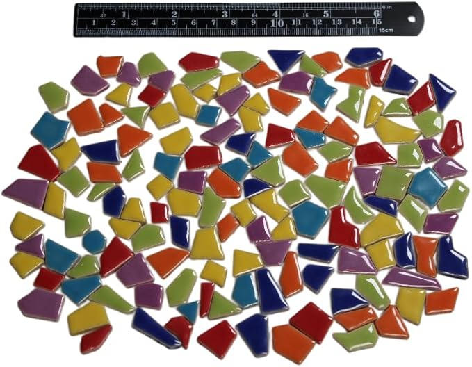 Ceramic Mosaic Tiles for Crafts & Art Projects 200 Grams Vibrant Colors Pieces Fit Together Like a Puzzle Endless Creative Ideas for Mosaic Art DIY Hobbies Small Sizes (Black & White Mix)