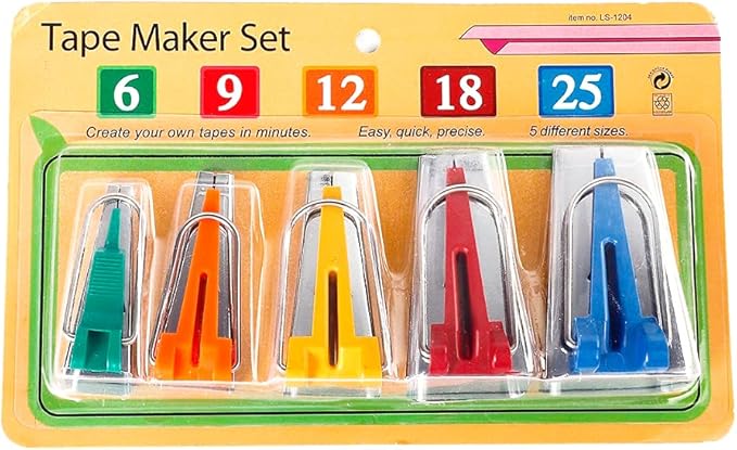 Bias Tape Maker,LNKA 5 Sizes 1/4" 3/8" 1/2" 3/4" 1" DIY Bias Tapes Tools Kit for Fabric Sewing and Quilting