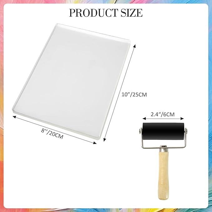 Gel Printing Plate kit - Gel Plate Printing for Mixed Media Art, 8" X 10" Gel Plate,Printing Supplies, Reusable Gel Plate Kit for Card Making, Brayers for Gel Printing, Printmaking Supplies Home Decor