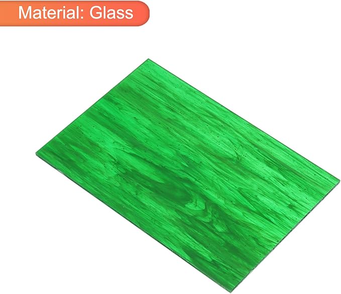 MECCANIXITY 2 Pcs Stained Glass Sheet Mosaic Tile 7.9 Inch x 5.9 Inch Dark Green Stained Glass Sheets for Crafts DIY Art Project