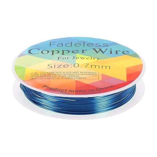 HARFINGTON 10ft Jewelry Wire, 22 Gauge (0.7mm) Brass Craft Soft Metal Tarnish Resistant Copper Beading Wire for Jewelry Making Supplies Crafting, Blue