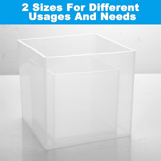 2 Pack Square Resin Molds Cube Silicone Casting Molds, 2 Sizes Epoxy Resin Molds Transparent Square Silicone Molds for Resin Casting, 4 Inch and 3Inch
