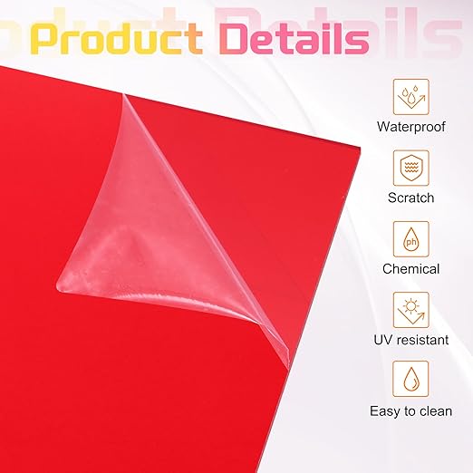 uxcell 2Pcs Acrylic Sheets 12x8 Inch Acrylic Panel 1/8 Inch-3mm Plastic Board for Picture Frames Sign Holders DIY Display Projects Craft, Clear Red