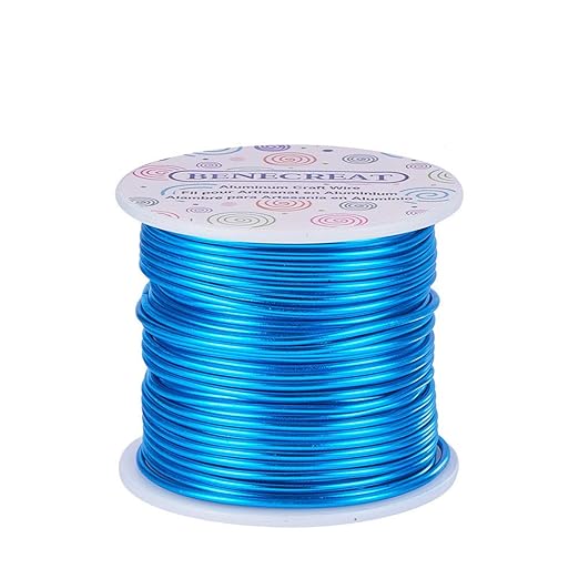 BENECREAT 12 17 18 Gauge Aluminum Wire (12 Gauge,100FT) Anodized Jewelry Craft Wire Beading Floral Colored Aluminum Craft Wire for Garden, Model Making - Deep Blue