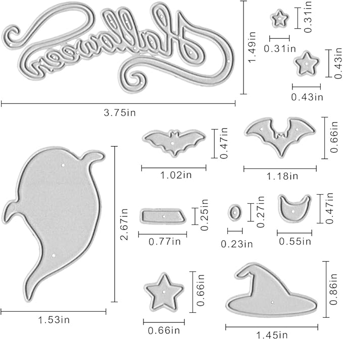 Metal Halloween Die Cuts - Ghost Bat Cutting Dies Embossing Stencil Template for Card Making Scrapbooking Paper Craft Album Stamps DIY Decor
