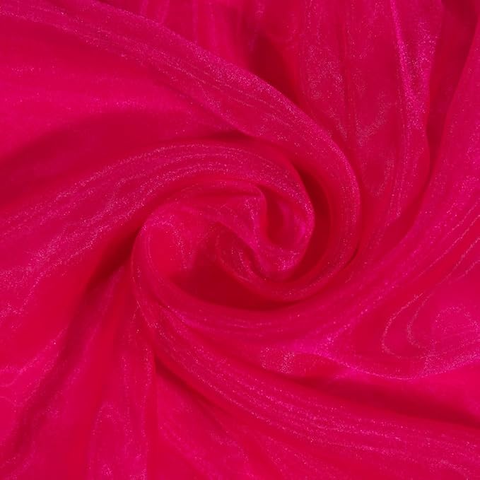 Fynite Sheer Organza Fabric | 2 Yards Long | 44" Wide | Bridal Solid Sheer Organza Bolt for Wedding Dress Fashion Craft Decorations - Hot Pink