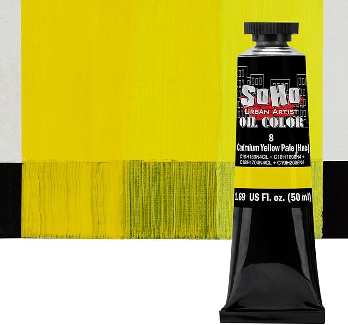 Soho Urban Artist Oil Paint - Cadmium Yellow Pale Hue, 50 ml Tube - Best Valued Oil Colors for Painting, Excellent Pigment Load