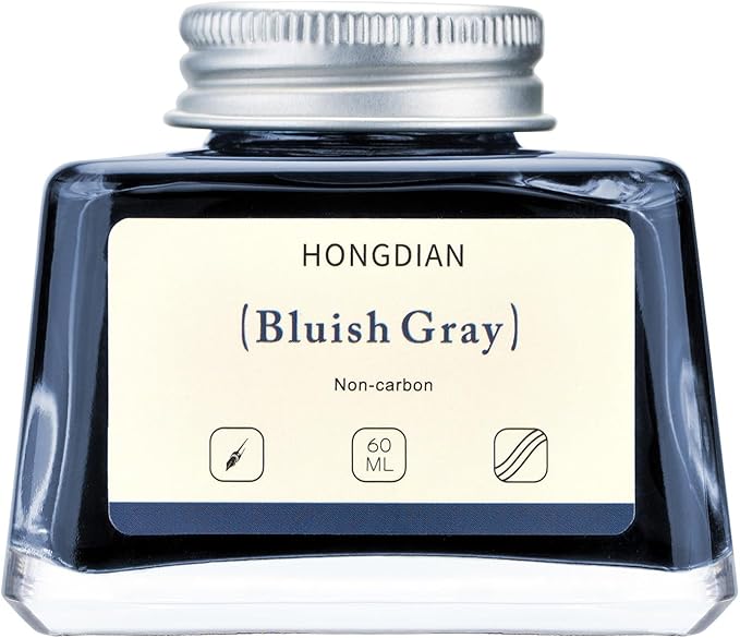 Hongdian Fountain Pen Bottled Ink Bluish Gray, 60ml Fountain Pen Bottled Ink, Non Carbon