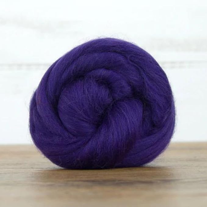 Revolution Fibers Merino Wool Roving | Premium Combed Wool Top | 22 Micron, Perfect for Felting Projects, Spinning, Wall Hangings and Tapestry (Amethyst)