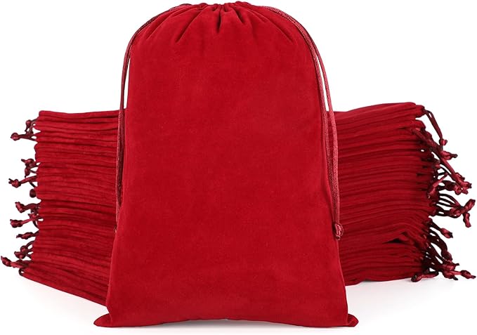 Velvet Drawstring Jewelry Bag, 50Pcs Wine Red Dice Bag, 7x10 Tarot Card Holder, Or Wrapping Halloween Party Favors, Small Bussiness, Toys, Board Game