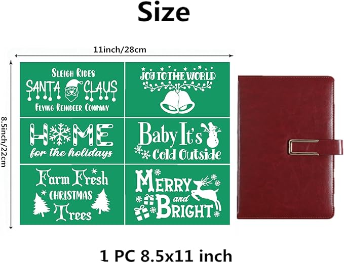 JAJADO Christmas Tree Stencil Deer Silk Screen Stencils Reusable Self Adhesive Silk Screen Transfers Screen Print Stencil Holiday for Crafts on Wood, Fabric, Glass, Mug, DIY Christmas Home Decor