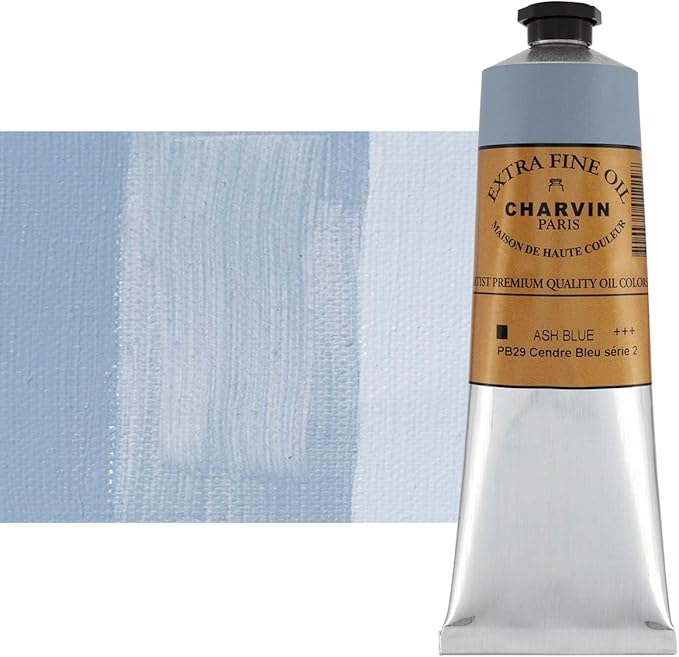 Charvin Extra Fine Oil Paint, Ash Blue 150 ml - Triple-Milled, Rich Texture, Poppy Oil-Based, Light-Fast, Handmade, Archival Quality