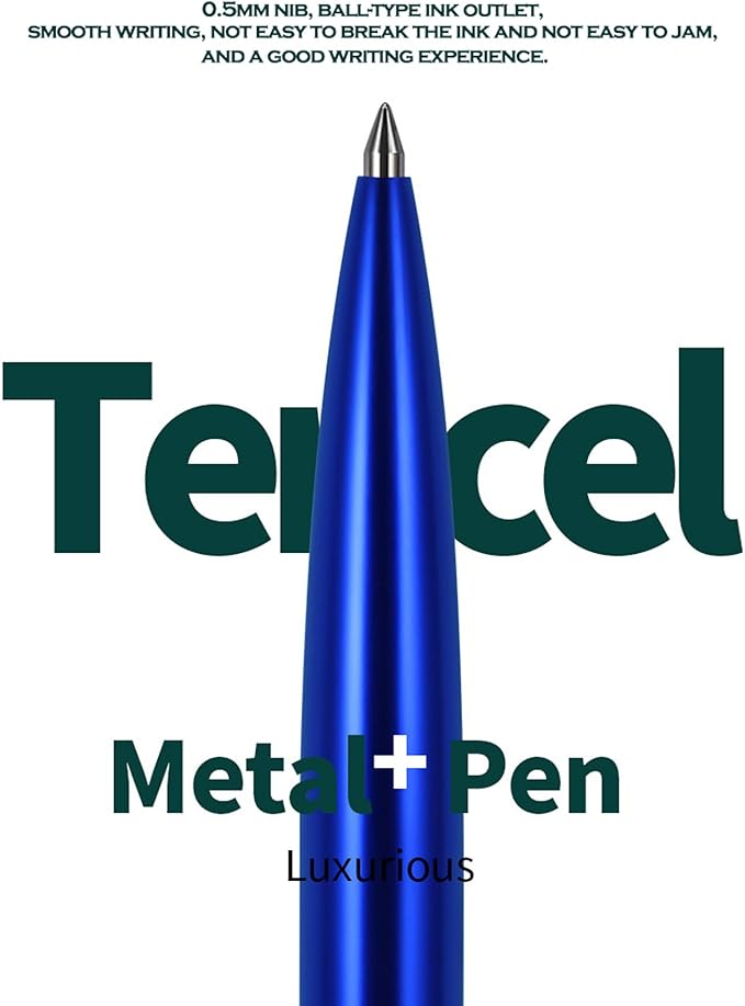 DUNBONG Blue Metal Gel Pen, Gel Ink Ballpoint Pen, Black Ink, 0.5mm Retractable Ink Pen (Blue)