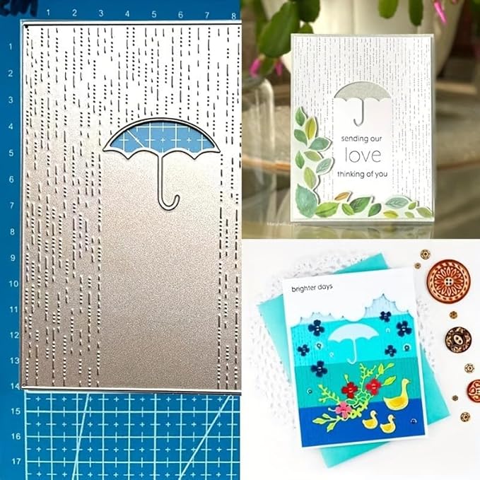 Lapoo Flowers Metal Cutting Die for Scrapbooking - Durable, Cut Stencils for DIY Scrapbook Photo Album Decorative Paper Card, Card Making Supplies, Embossing (Umbrella Alone in The Rain 5.6 x 4.3 in)