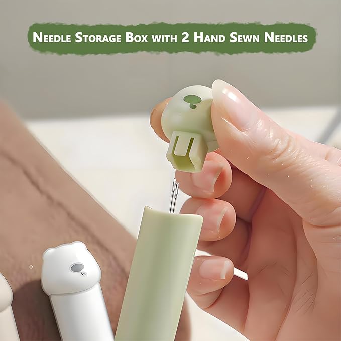 3-in-1 Automatic Needle Threader with 2 Hand Sewn Needles,Needle Threaders for Hand Sewing/Denim/Silk/Embroidery,Professional Tool for Quilting & Clothing Repair (Green)