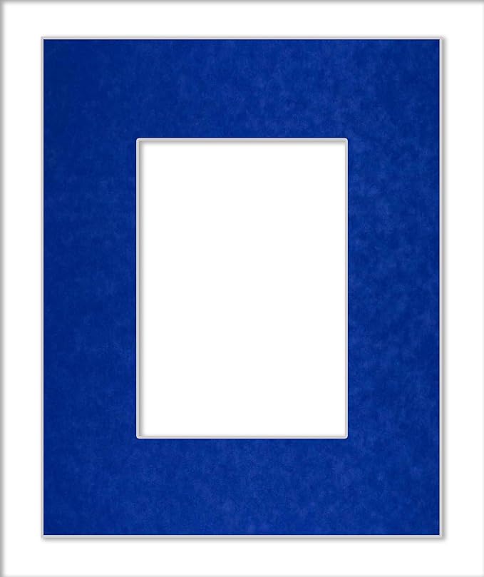 8x10 Mat Bevel Cut for 5x8 Photos - Acid Free Royal Blue Suede Precut Matboard - For Pictures, Photos, Framing - 4-ply Thickness