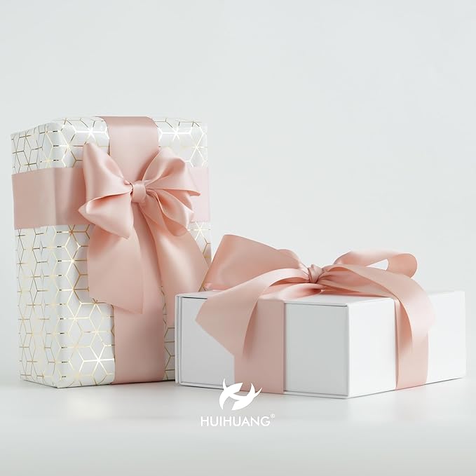 HUIHUANG Rose Gold Satin Ribbon 2 inch Wide Double Faced Satin Ribbon Rose Gold Ribbon for Gift Wrapping, Bows Making, Flower Bouquet, DIY Crafts, Bridal Shower, Holiday Party Decor-25 Yards/Roll