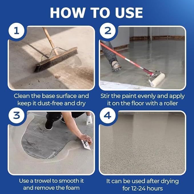 Epoxy Colored Sand Floor Paint, Epoxy Floor Paint for Concrete, High Gloss Marble Effect Coating, Waterproof Non-Slip Concrete Paints, Suitable for Indoor/Outdoor Use (Dark Blue,64 oz/2 kg)