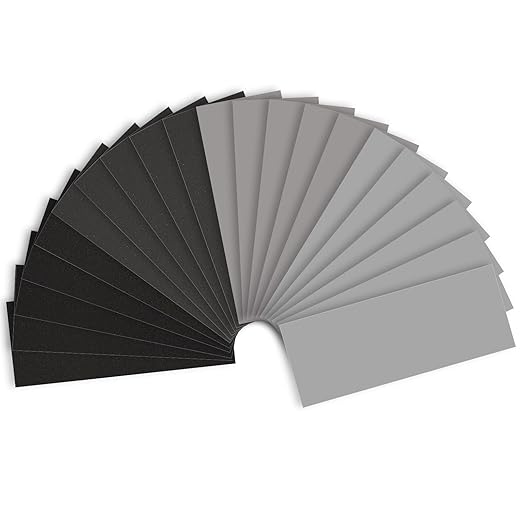 Fine Sandpaper Assortment 1000/2000/3000/5000 Grit, 20 Sheets, 9 x 3.6 Inch Wet Dry Sand Paper, Hand Sanding Sheets for Wood Metal Automotive Sanding and Polishing