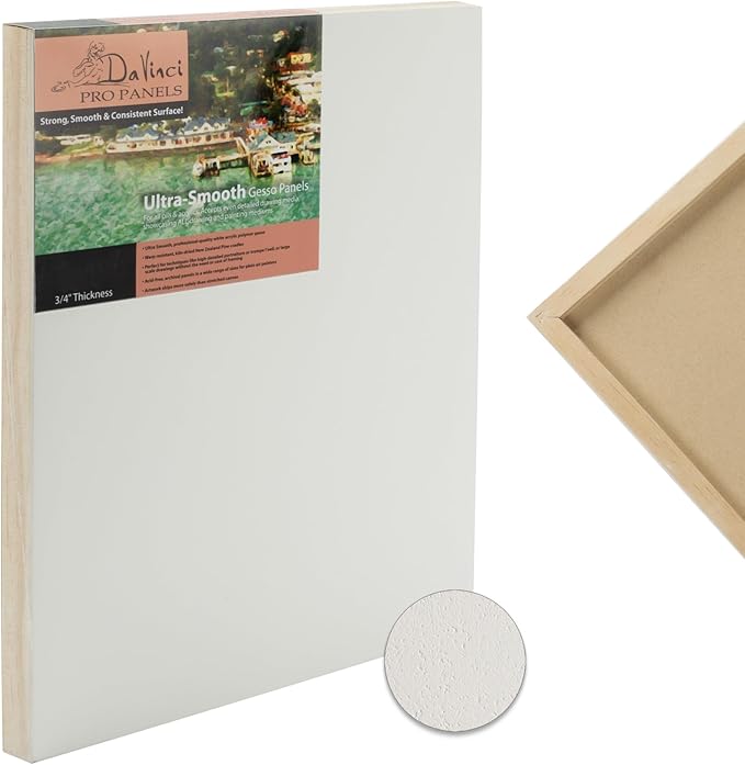 DaVinci Wood Panel Da Vinci Pro Ultra Smooth Gesso Panels 3/4inchinch Panel (Single) 12x16inchinch - 4 Pack
