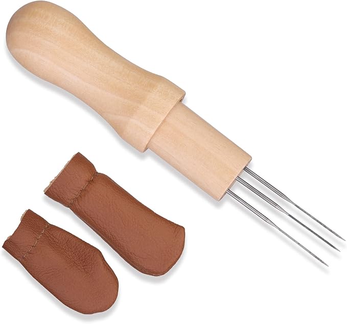Mayboos Wool Felting Tool Kit - 3 Needles, Finger Protector for Home Craft Work