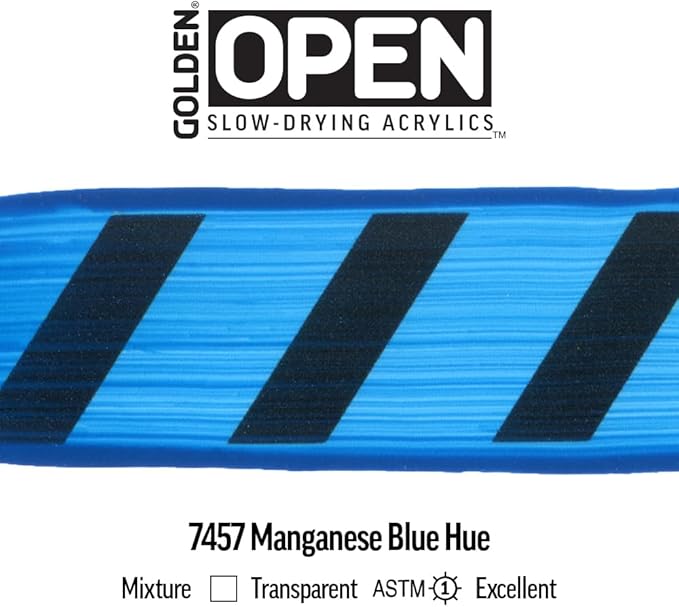 OPEN Slow-Drying Acrylics by GOLDEN, Manganese Blue Hue, 5 fl oz. tube, Professional Acrylic Paint, Transparent