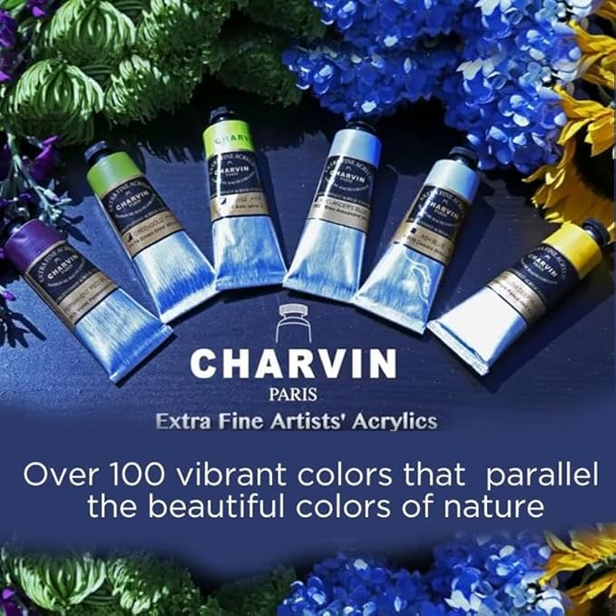 Charvin Extra Fine Professional Artist Acrylic Paint Colors, Nature Themed Hues, 150ml Cadmium Red Deep Genuine