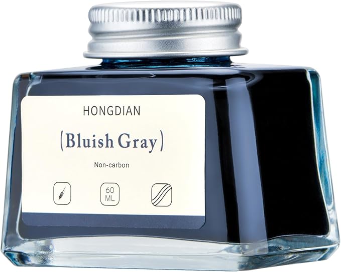 Hongdian Fountain Pen Bottled Ink Bluish Gray, 60ml Fountain Pen Bottled Ink, Non Carbon