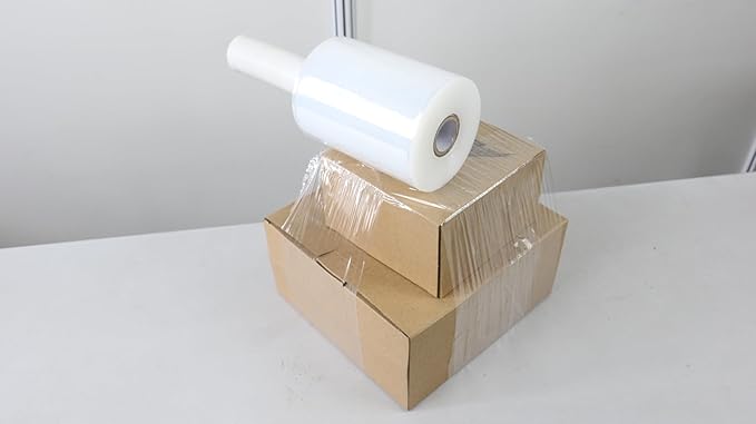 BOMEI PACK Industrial Mini Clear Stretch Wrap with Handle 5" 1000ft 80 Gauge for Pallet Wrap, Durable Self-Adhering Plastic Wrap for Packing, Moving, Heavy Duty (3)