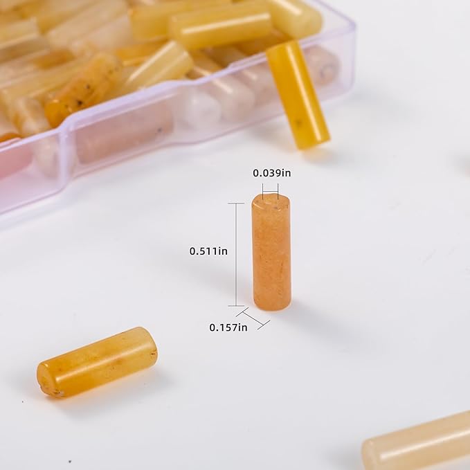 Natural Yellow Jade Cylinder Tube Beads 4x13mm 38cm/str Loose Semi Gemstone Stone Beads for Making Bracelets Necklace Earrings