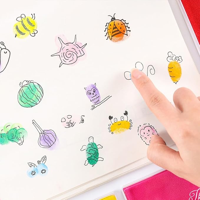 GTLZLZ Large Ink Pad for Rubber Stamps, 5" x 4" Washable Craft Stamp Pad for Kids, Fingerprint Ink Pad for Paper, Scrapbooking, Wood Fabric (Pink)
