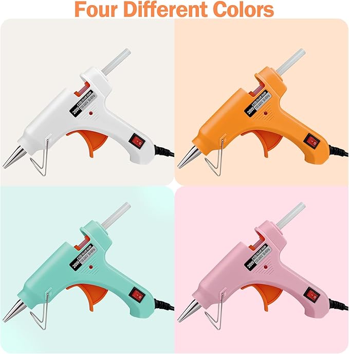 Mini Hot Glue Gun, Hot Melt Gun with 30 Glue Sticks for Arts Crafts, Mini Glue Gun Kit for Kids School Craft and Quick Home Repairs (Multicolored, 20W, 8 Pieces)