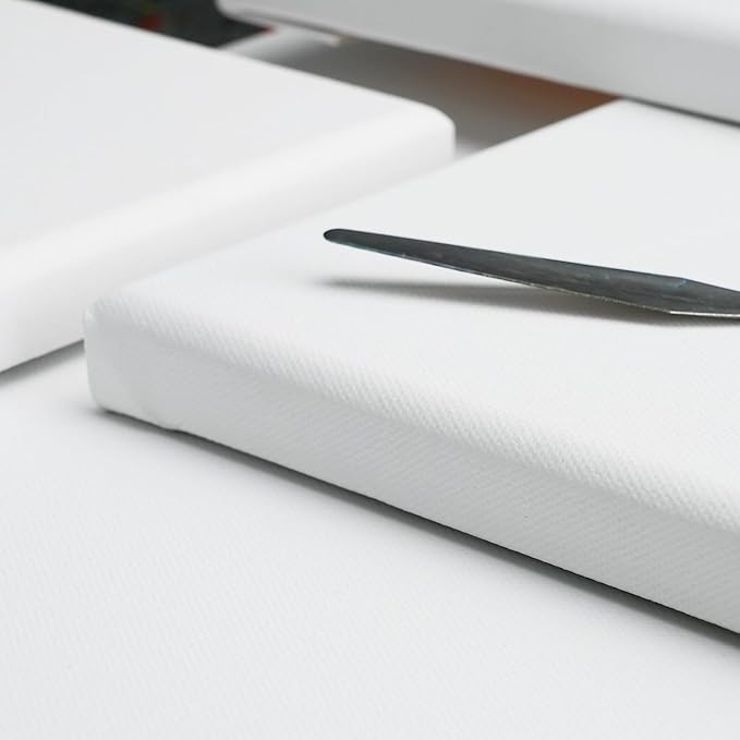 PHOENIX 12x12 Inch 4 Pack Artist Canvas - Square Stretched Canvases for Painting - 3/4 Inch Profile, 100% Cotton 11 Oz. Gesso Primed White Blank Professional Canvas Oil & Acrylic Paints