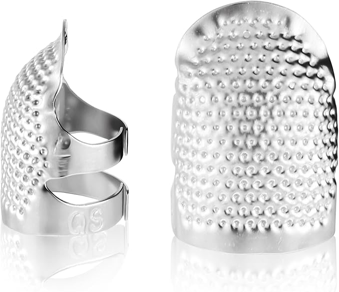 2 Pcs Thimbles Adjustable Ring Sashiko Needles Kits, Sewing Thimble, Metal Sewing Finger Thimbles, Thimble Ring for Hand DIY Sewings Tools