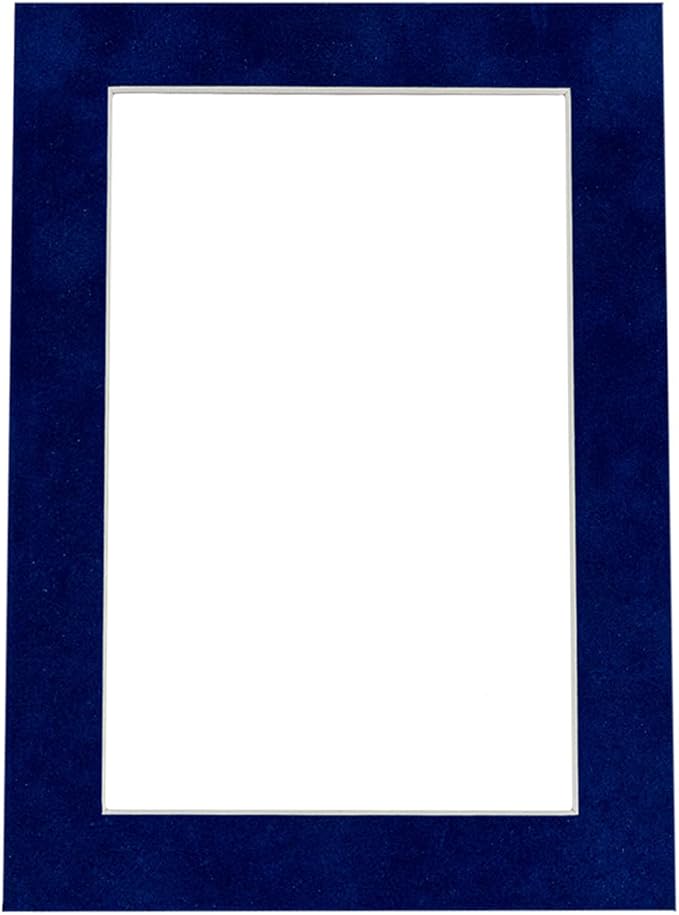 Pack of Ten Acid Free 8x10 Mats Bevel Cut for 5x8 Photos - Brooke Blue Suede Precut Matboards With Backing Boards and Self Seal Photo Mat Bags For Pictures, Photos, Framing - 4-ply Thickness