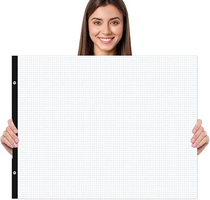 Large Engineering Graph Paper - 22" x 17" Grid Paper, 50 Sheets/100 Pages, 4"x4" Grid Pad, Giant Drafting Pad Sketching Graph Paper for Engineer Architect Designer Mathematician Draftsman