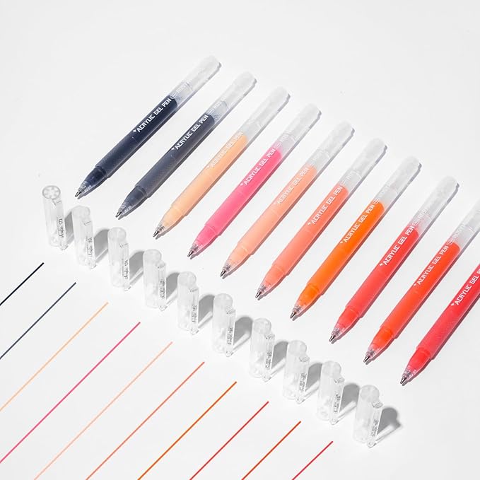 ROSYMENG 10 Colors Acrylic Gel Pens Set, Big-Capacity Ink Acrylic Paint Pen for Adults Coloring Books, Waterproof Paint Markers for Canvas, Rock, Wood, Drawing Doodling, Ceramic, Fabric, DIY Crafts