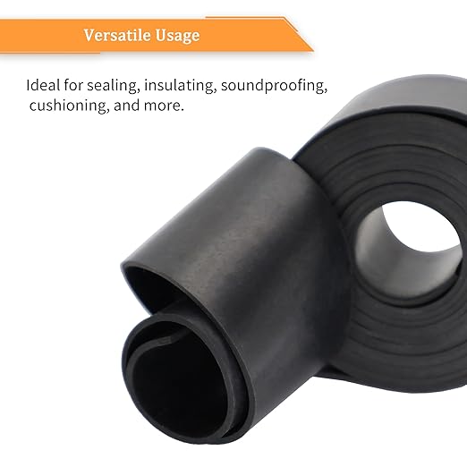 DOBTIM Neoprene Rubber Sheet Rolls 1/8 (.125)" Thick X 12" Wide X 24'' Long, Solid Rubber Strips Use for Gaskets DIY Material, Supports, Leveling, Sealing, Protection, Abrasion, Flooring, Black