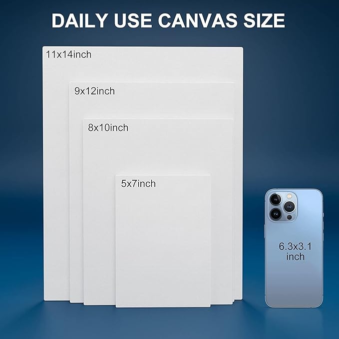 Canvas Panels 10x10 Inch 12-Pack, 10 oz Primed 100% Cotton White Blank Small Canvases for Painting, Square Flat Canvas Board for Oil Acrylics Watercolor & Tempera Paints