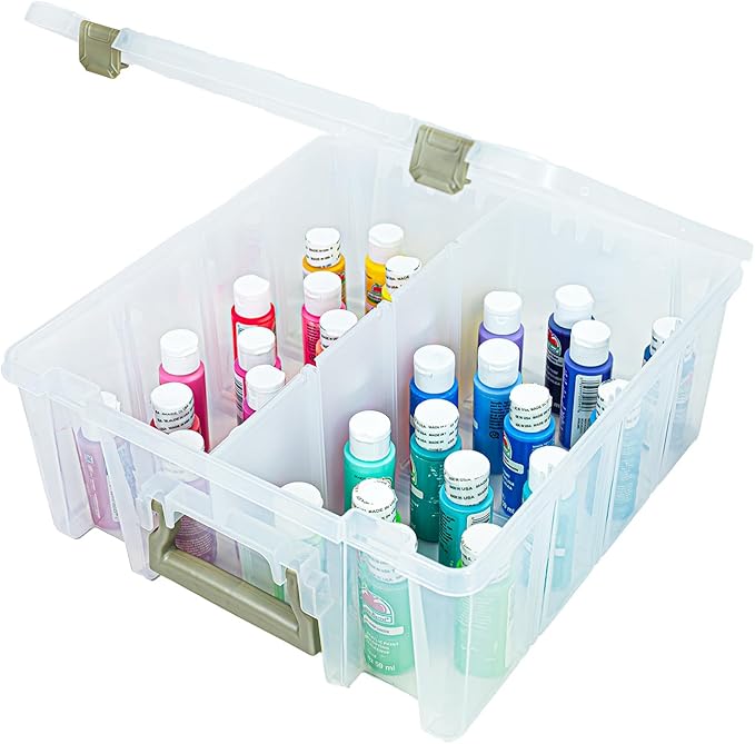 ArtBin 6990AB Super Satchel Double Deep Compartment Box - Art Storage with 8 Removable Compartments, Smart Closure for Craft Supplies (Gold- Pack of 1)