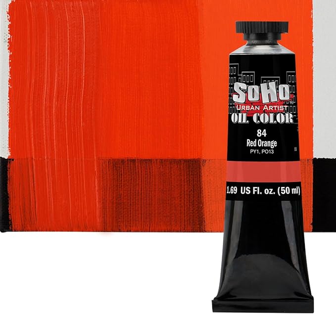 Soho Urban Artist Oil Paint - Red Orange, 50 ml Tube - Best Valued Oil Colors for Painting, Excellent Pigment Load