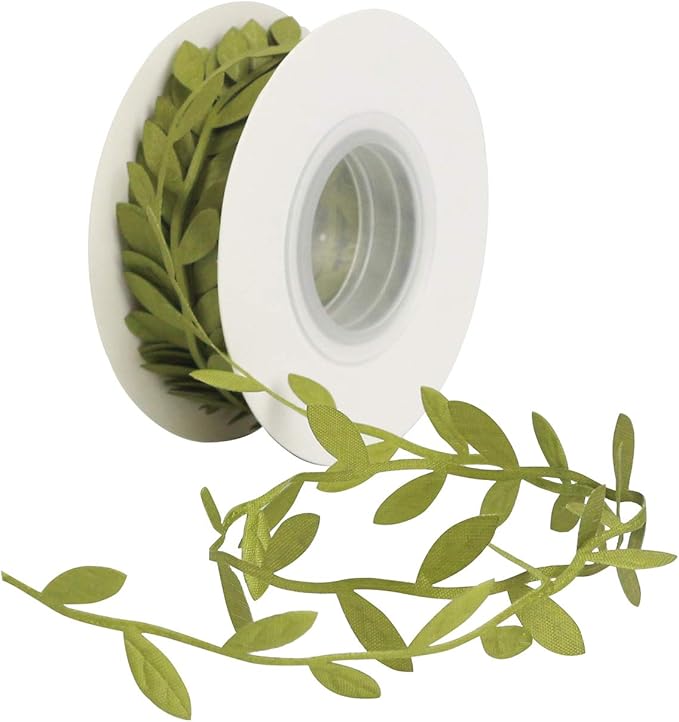 MEEDEE Leaf Trim - 1" x 20 Yards - Sage Green Ribbon for Leaf Wrapping Paper Sewing Craft Accessories Greenery Baby Shower Birthday Party Hemp Yarn Flowers Embellishments
