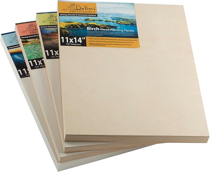 Da Vinci Pro Ultra Smooth Wood Canvas Gesso Board - 3/4" Deep, 3x3 Single White Acrylic Polymer Gesso Panels for Painting Fine Portraits and Ultra Fine Detail Illustrations and Artwork