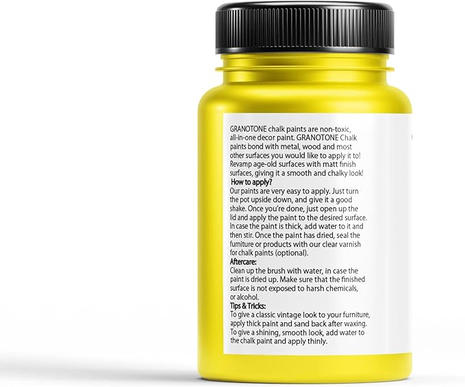 GRANOTONE Chalk Paint for Furniture, Home Decor, Crafts | Eco-Friendly | All In One Paint | No Wax Needed | Versatile DIY Solution | 120 ML (CITRON)
