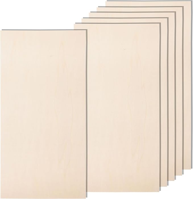 6 Pack 12 x 24 x 1/4 Inch-6mm Thick Basswood Sheets for Crafts Unfinished Plywood Sheets Rectangular Wood Panel Boards for DIY Laser Project, Wood Burning, Engraving, Architectural Models, Staining