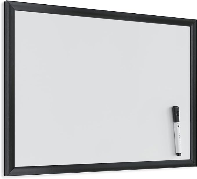 U Brands Magnetic Dry Erase Board White Board, 24" x 18" Inches, Black Wood Frame (307U00-01)