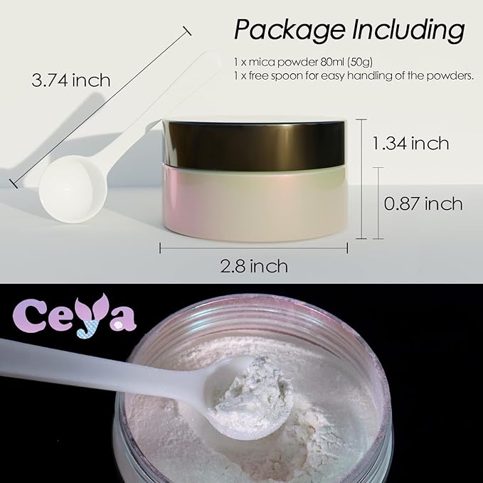 Ceya Interference Mica Powder, 1.8oz/ 50g Ghost Plum Chrome Nail Powder, Cosmetic Grade Pearlescent Effect Color Shift Pigment for Epoxy Resin, Makeup Shimmer, Nail Polish, Soap Dye, Candle Making