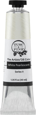 Tusc & Pine Artist Oil Paint - White Pearlescent, 40 ml, Non-Yellowing, Rich & Creamy Consistency, Maximum Pigment Load, Small Batch Milled Oil Paints Made in the USA for Professional Artists
