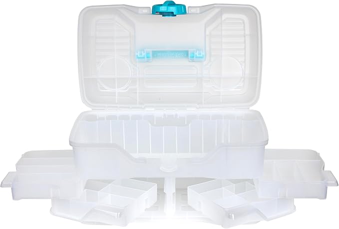 ArtBin Clear Plastic Organizer Small Parts Organizer - for DIY Arts & Crafts Storage Boxes & Organizers, Sewing Storage - Storage Box with Compartments, Project Box - Medium (4 Pivot Trays) 6943PB